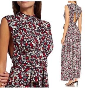 NWT Free People Vibe Check One Piece Jumpsuit Black Ditsy Shell Combo Size Large